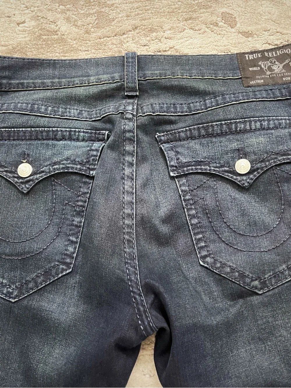 True Religion Geno Flap Big T Relaxed Slim Dark Blue Mens Jeans W40 L32